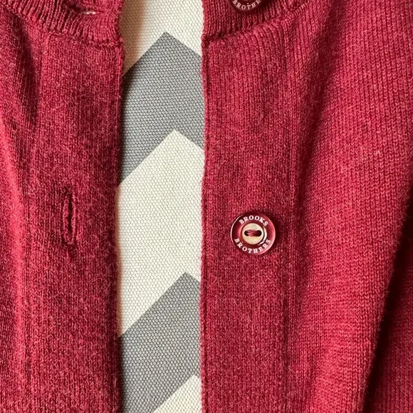 Brooks Brothers Burgundy Wine Berry Cotton Button Up Cardigan Medium Preppy - Picture 3 of 4
